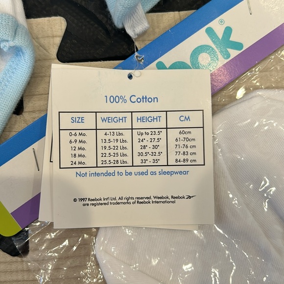 NWT 1997 Vintage Weebok Basics by Reebok Infant Onesie Cotton 6-9 months NWT - Picture 4 of 13